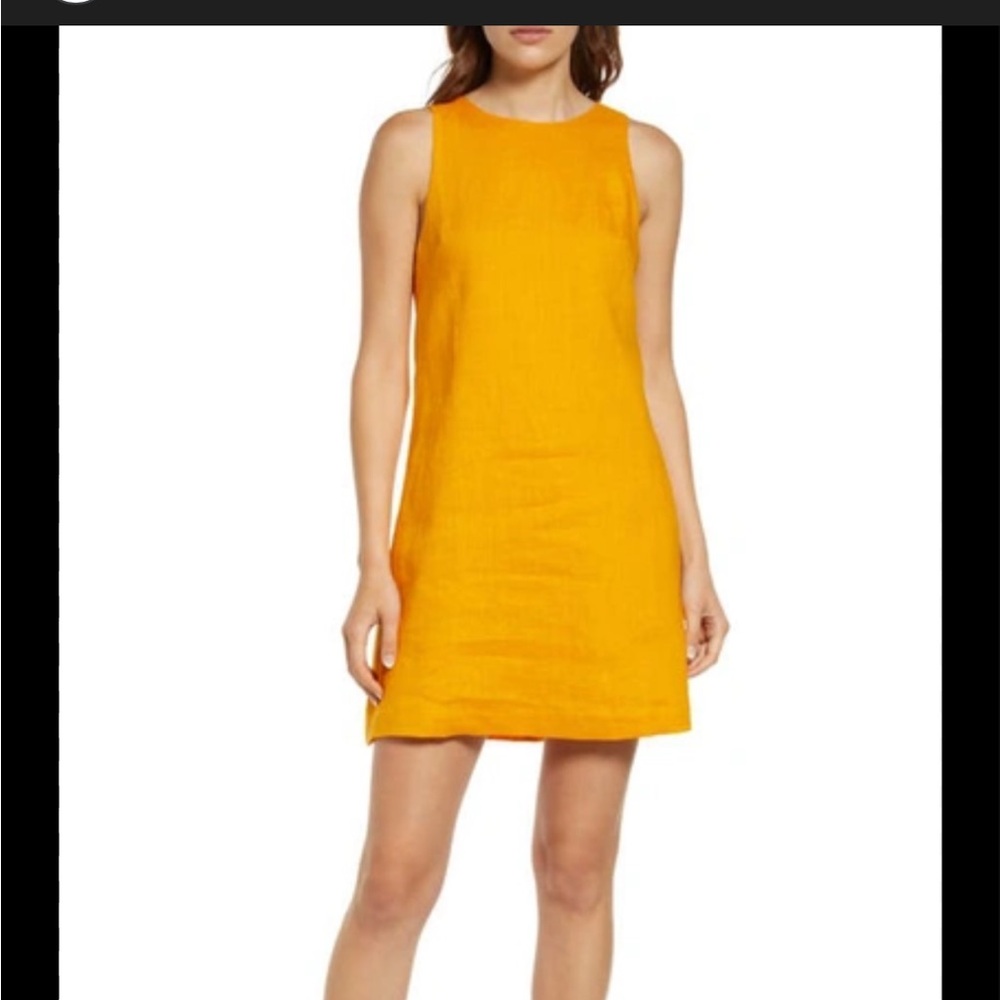 & Other Stories Linen Yellow Mini Dress
